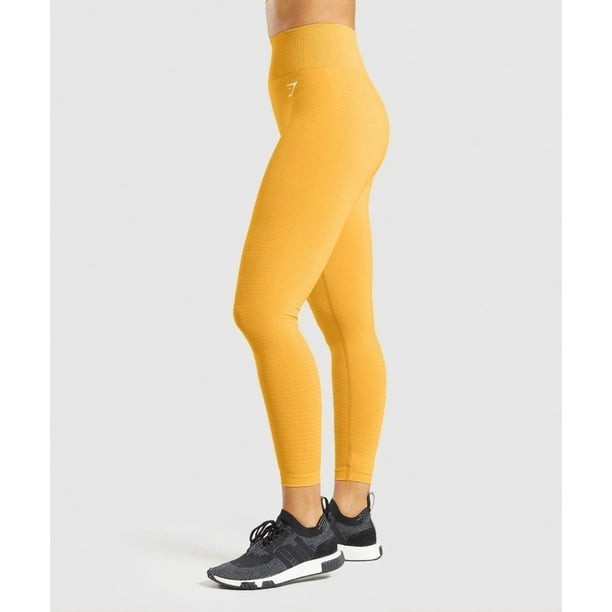 Gymshark Leggings Womens Size S Yellow Marl Vital Seamless 2.0 GLLG5336