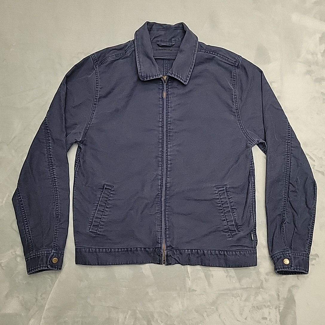Brixton Bomber Jacket Mens Large Blue 100% Cotton Canvas Full Zip Retro Classic