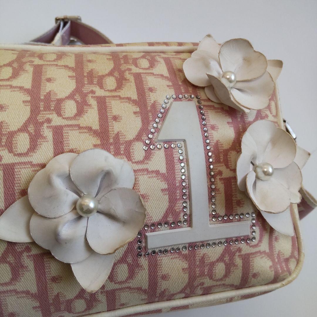 Christian Dior Bag trotter rhinestone logo pink shoulder bag