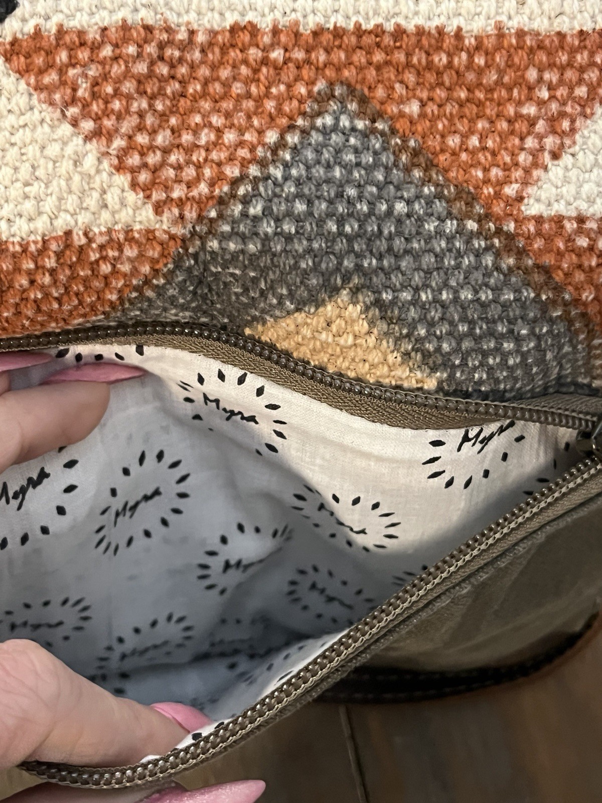 Myra Bag Multicolor Geometric Crossbody Zip/Magnetic Detachable Strap Bronze