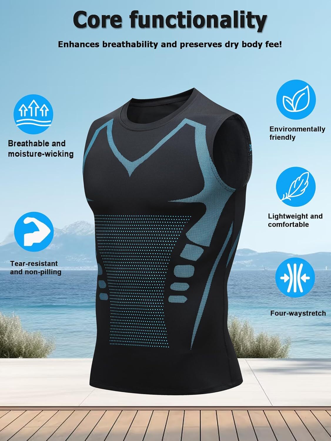 Men Athletic Compression Shirt Workout Shaper Tank Top Base Layer Sport Gym Vest