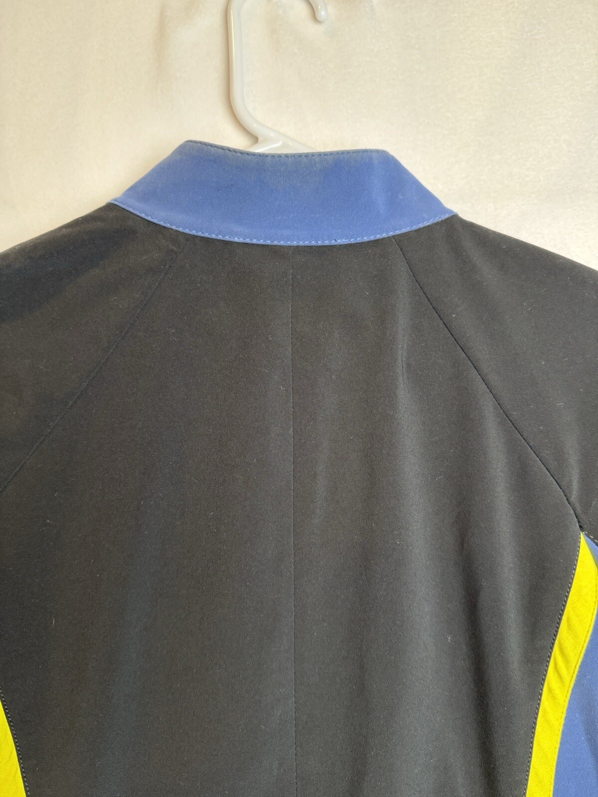 Vtg St. John Yellow Label Blue And Black Zip Bomber Jacket S