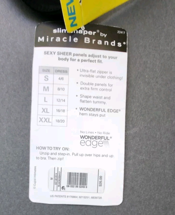 NWT Slim Shaper by Miracle Brands M Black Waist Slimming Cincher