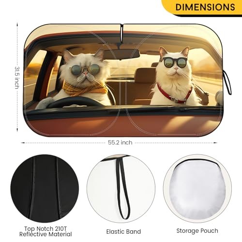 Car Windshield Sun Shade – Foldable Car Sun Shade Windshield for Front Cat