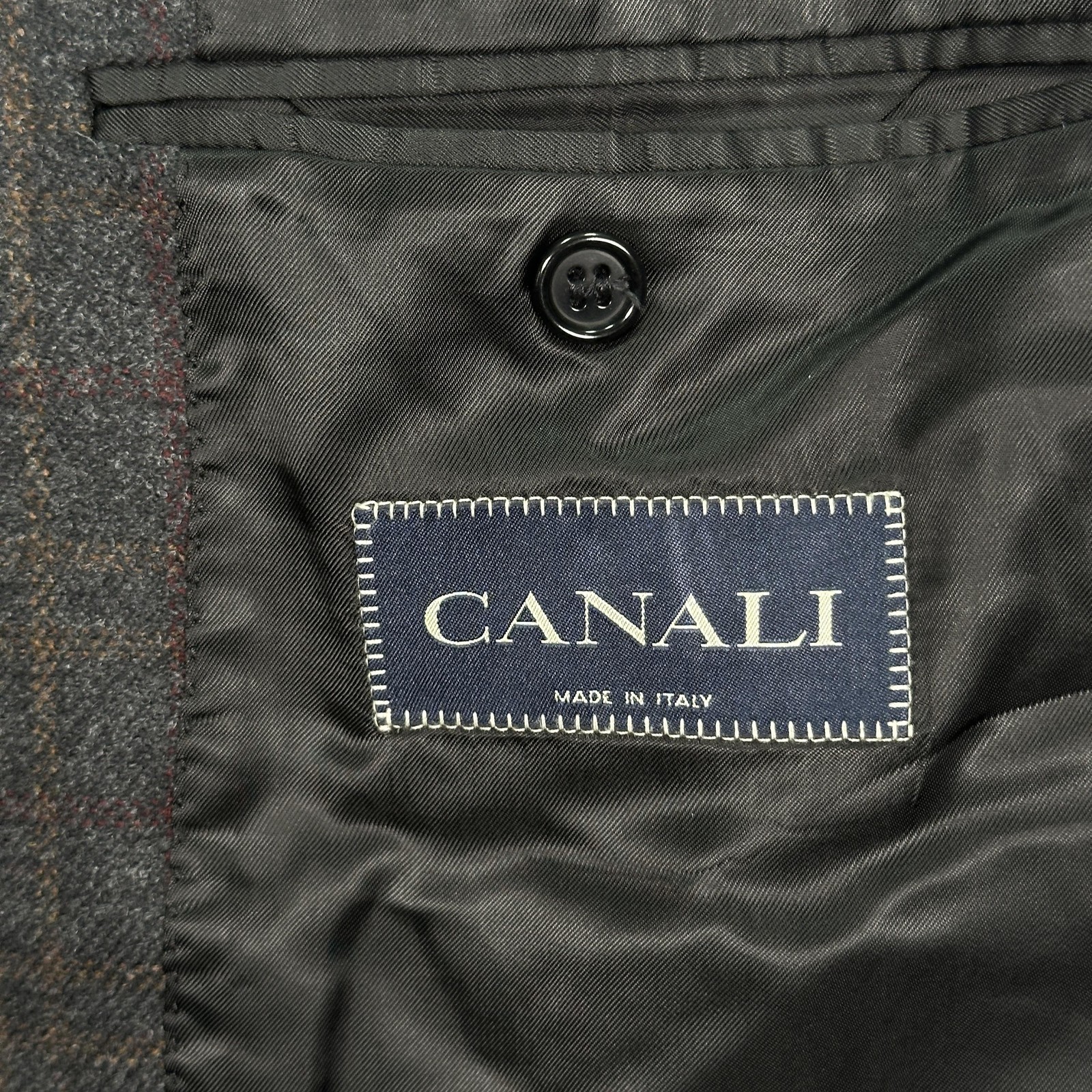 Canali Blazer Mens 46R Gray Windowpane Plaid Wool Cashmere Suit Jacket Italy