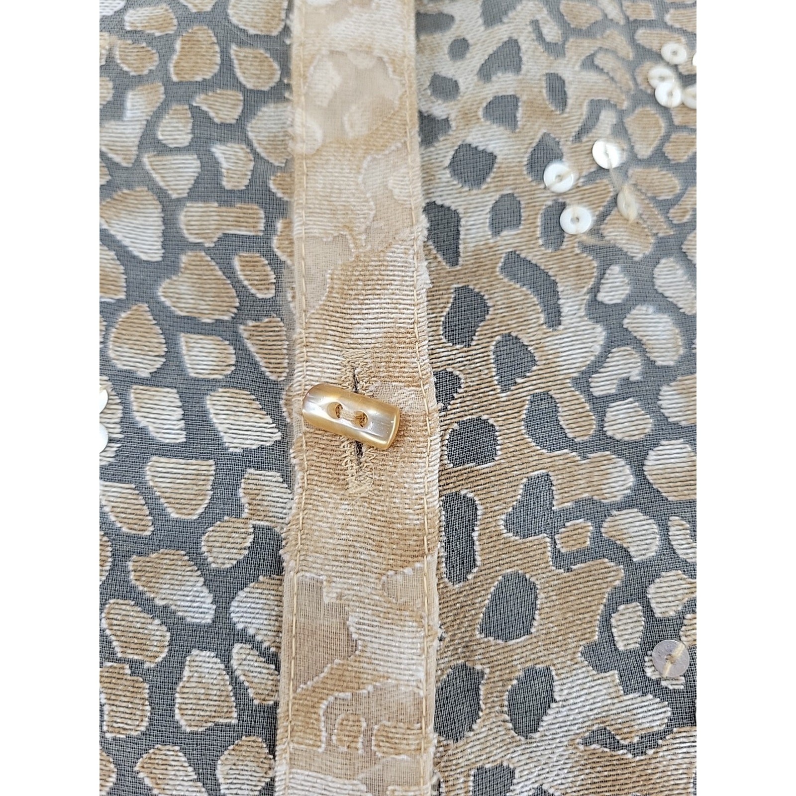 Sheer Gold Leopard Print Top Sequin Party Holiday Layering Indie Sleaze Size S