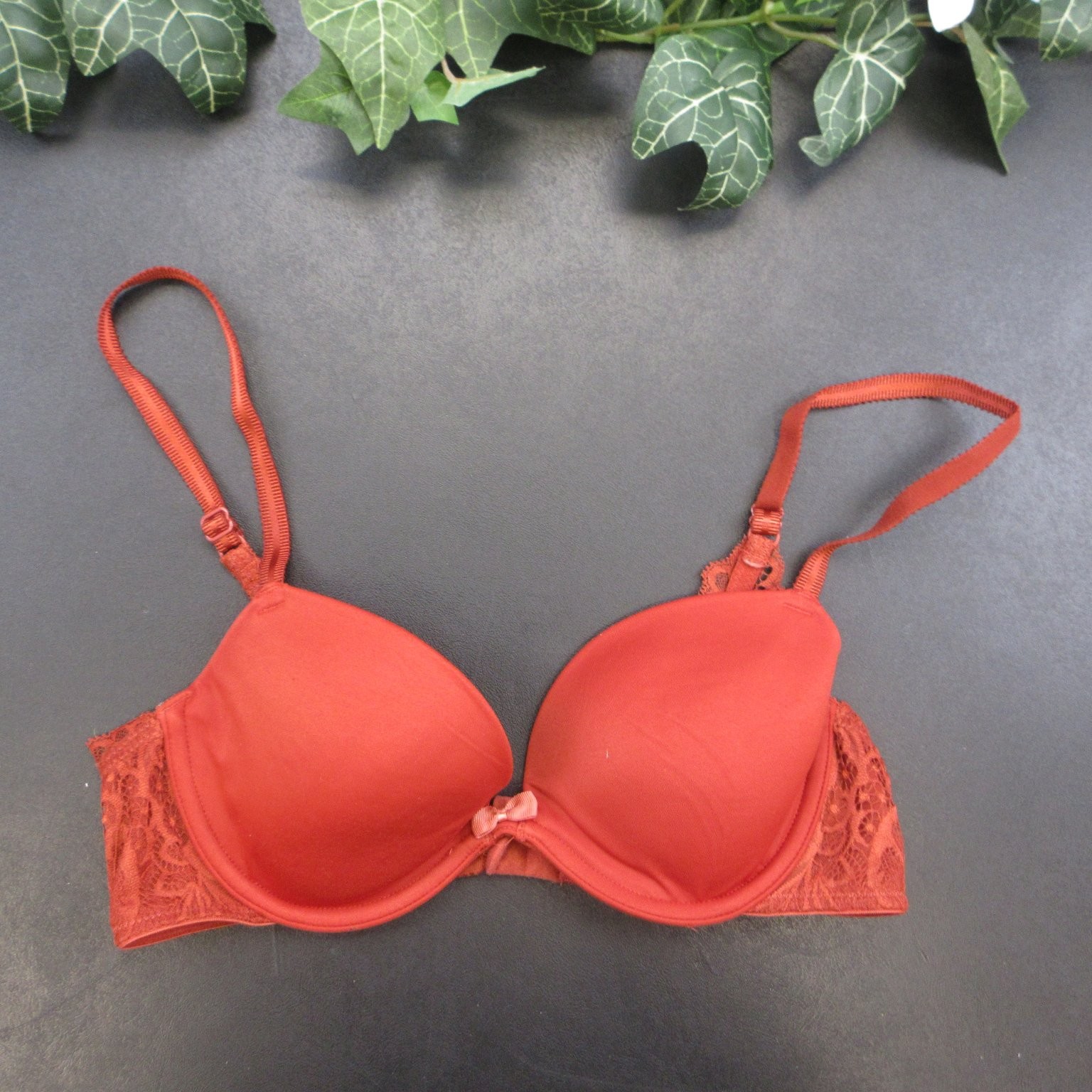 Auden Bra Women’s Rust Orange 32B Push-Up Lace Underwire