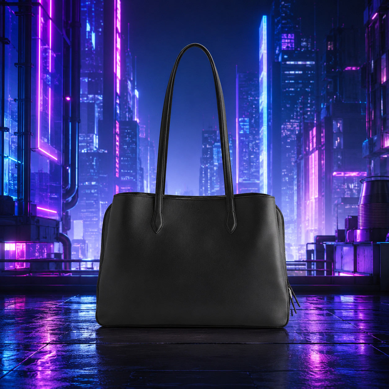 New Quince Italian Leather Triple Compartment Shopper Tote Work Bag Triple Black