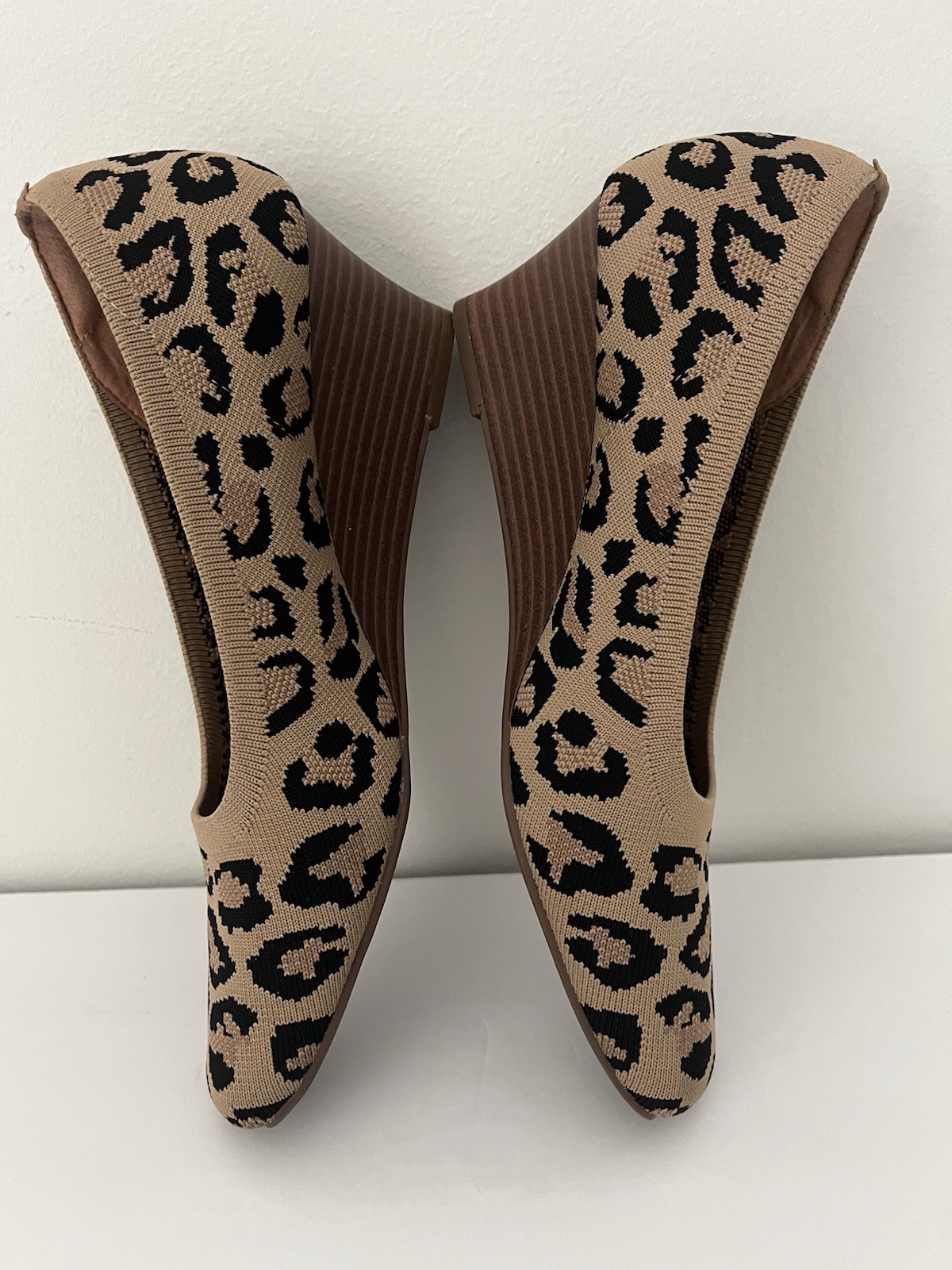 Vivaia Margot Leopard Knit Pro Wedge Slip On Shoes Square Women’s EU 40/US 9-9.5