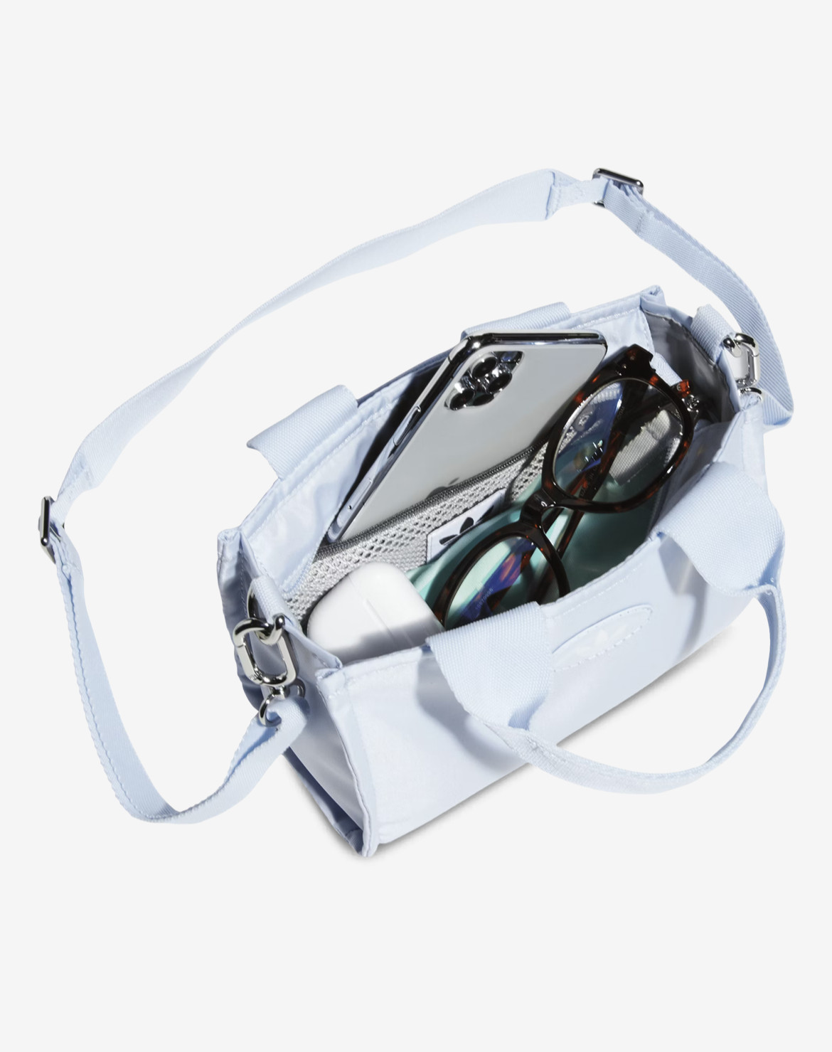 Adidas Perf Micro Mini Tote Reptile Halo Silver-Gray Handles & Cross Body Strap