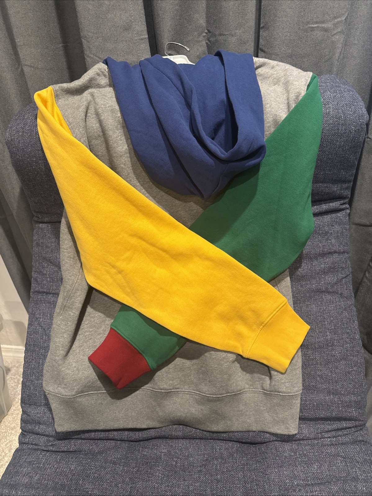 POLO RALPH LAUREN RL FLEECE COLOR BLOCKED HOODIE MULTICOLOR MENS SIZE XL NOTES