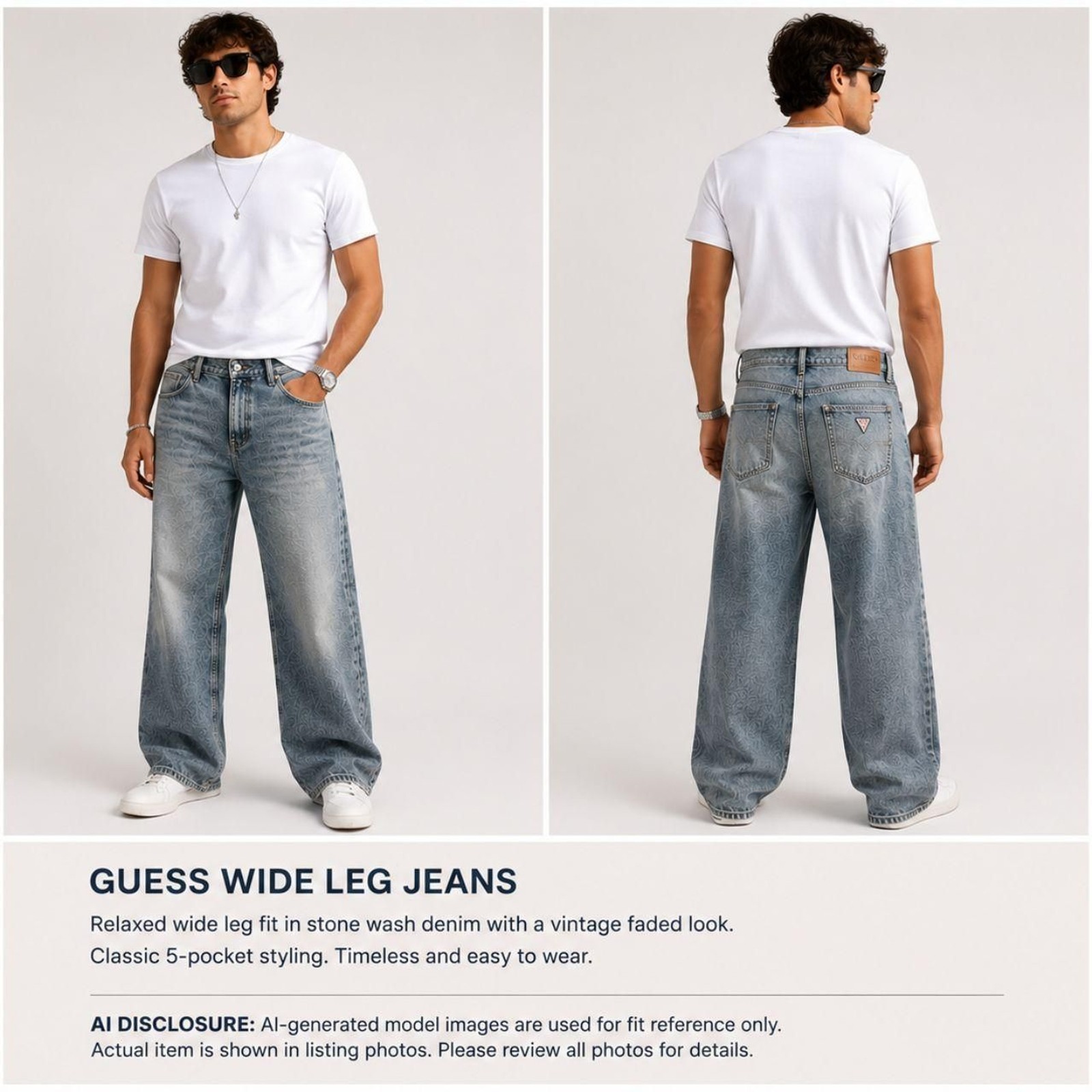 Guess Men’s Grey and Black Jeans