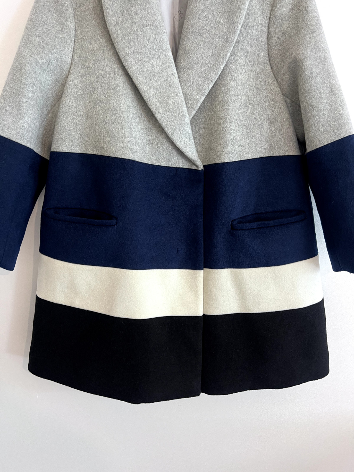 Peacebird Womens Wool Coat Blue, Black and Grey – Size M