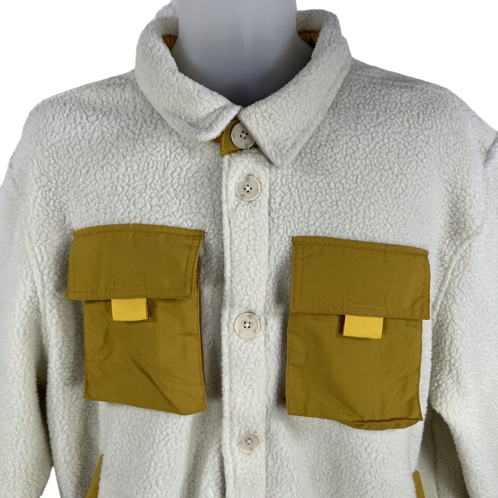 WESC NWT Sweden Sherpa Cargo Shacket Unisex XL / XXL Colorblock Overshirt Jacket