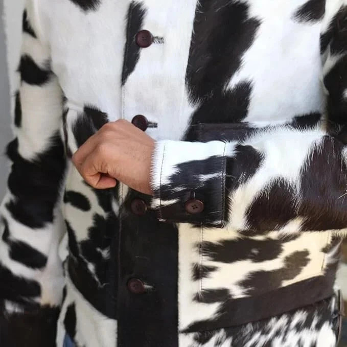 Genuine Cowhide Leather Jacket for Men | Natural Hair-On Cow Skin Fashion Coat