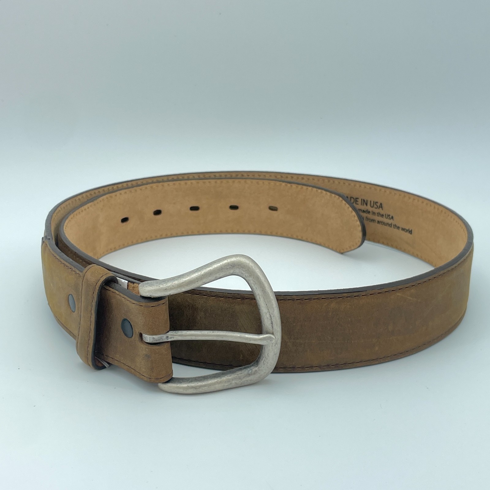 JUSTIN Mens 36 Brown Top Grain Leather Western Cowboy Belt USA 72B 1.5in NEW