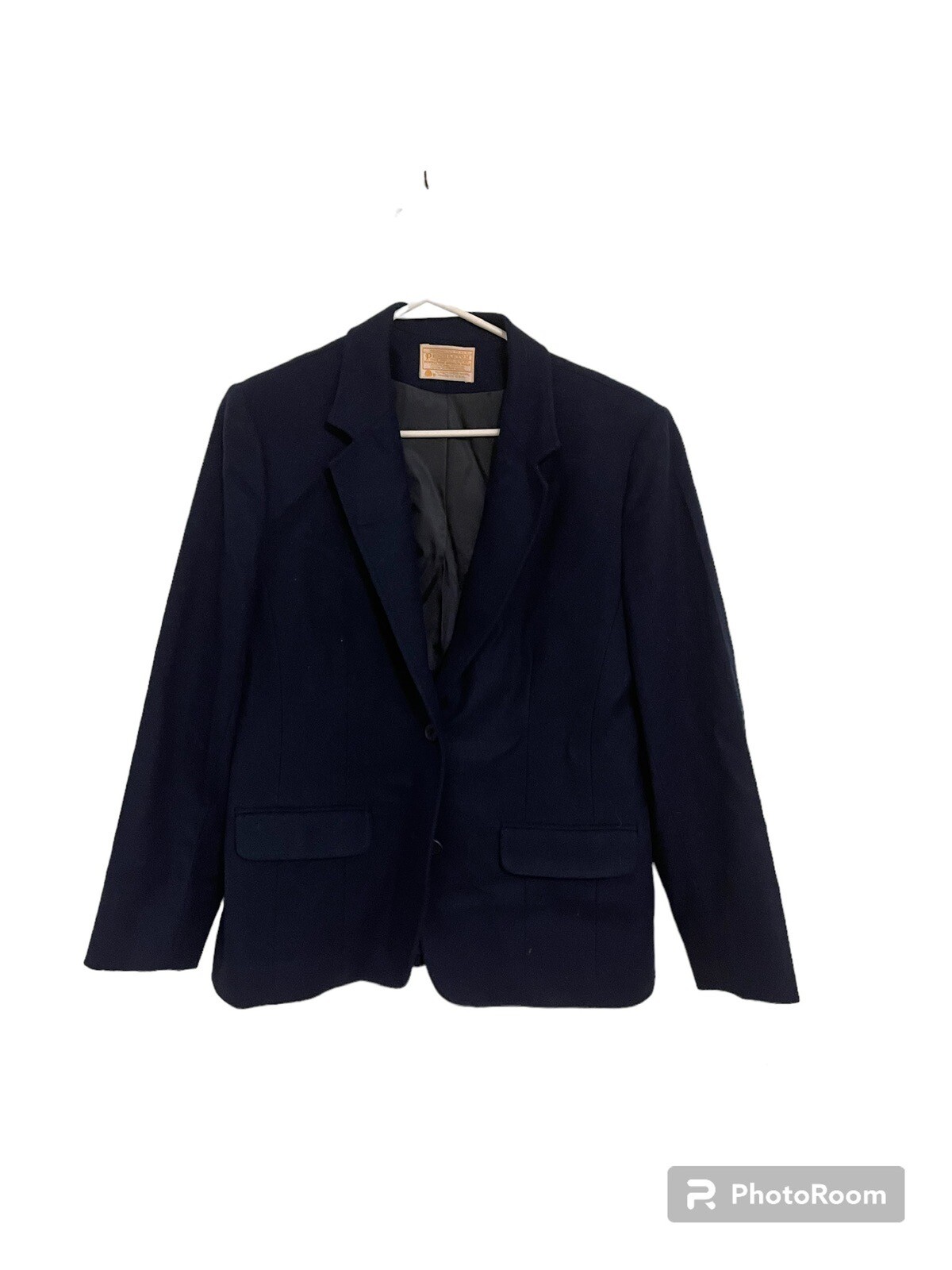 Vintage PENDLETON Womens Virgin Wool Jacket Navy Single Button Size 12 USA Made