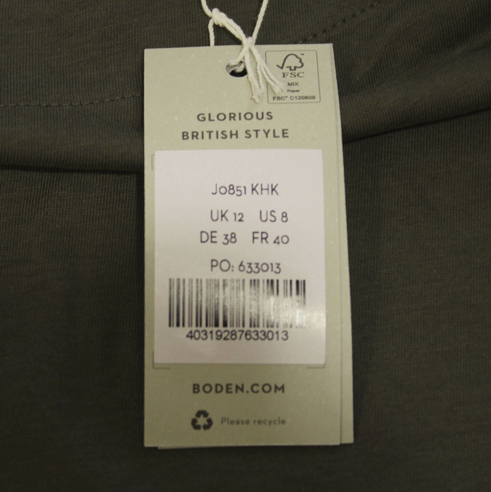 Boden Women’s Supersoft Slash Neck S/S Cotton Blend Tee BE5 Khaki Size 12 (US 8)