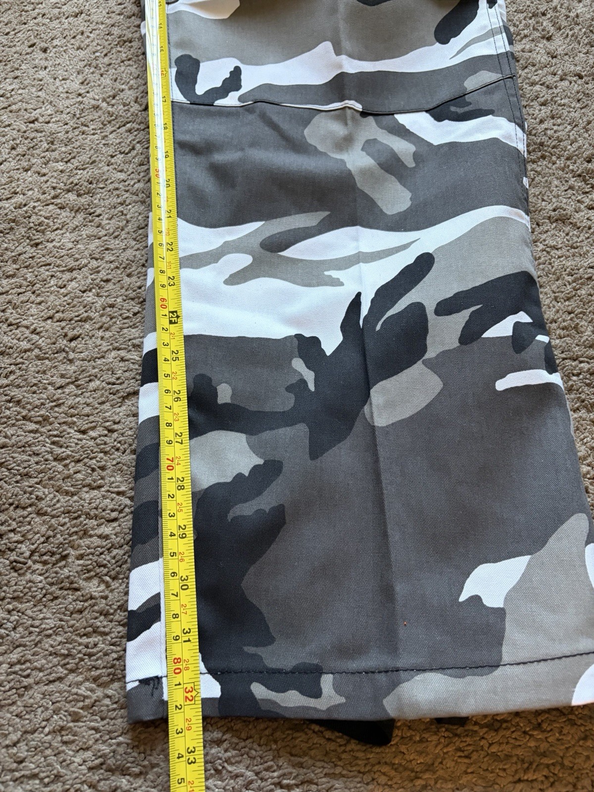 Men’s XL Regular Gray Black White Camouflage Cargo Pants Adjustable Waist