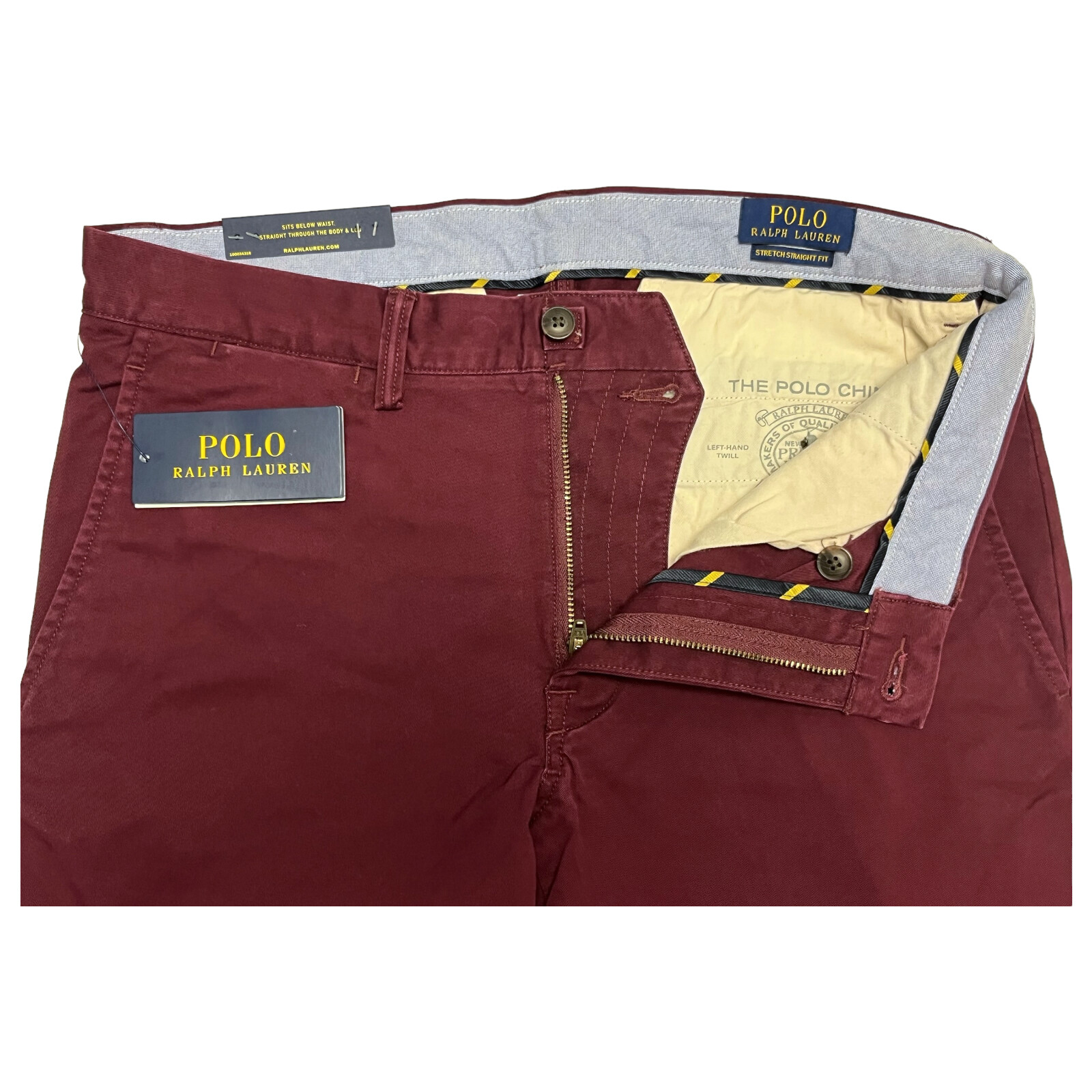 Polo Ralph Lauren Stretch Straight Fit Chino Pants Mens Red Maroon $98