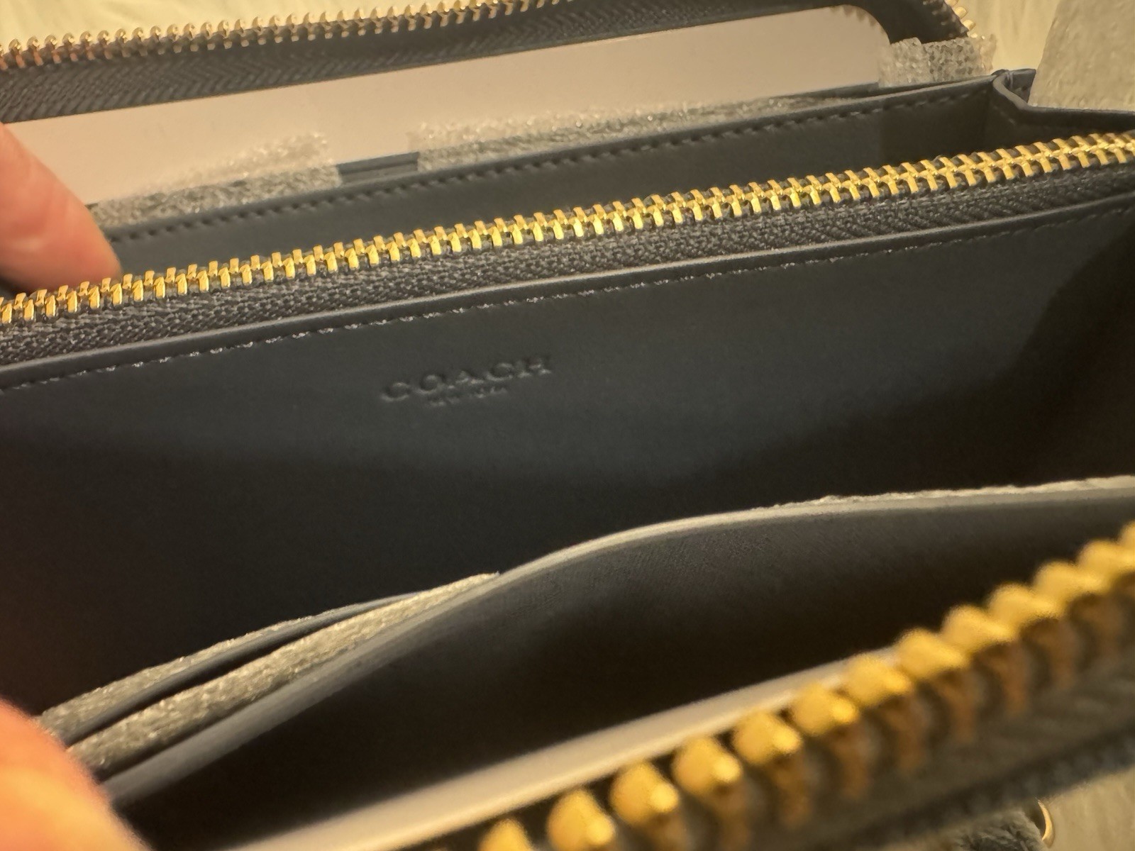 NWT Coach Long Zip Around Wallet In Loved Denim CEC21 in Gold Light Indigo