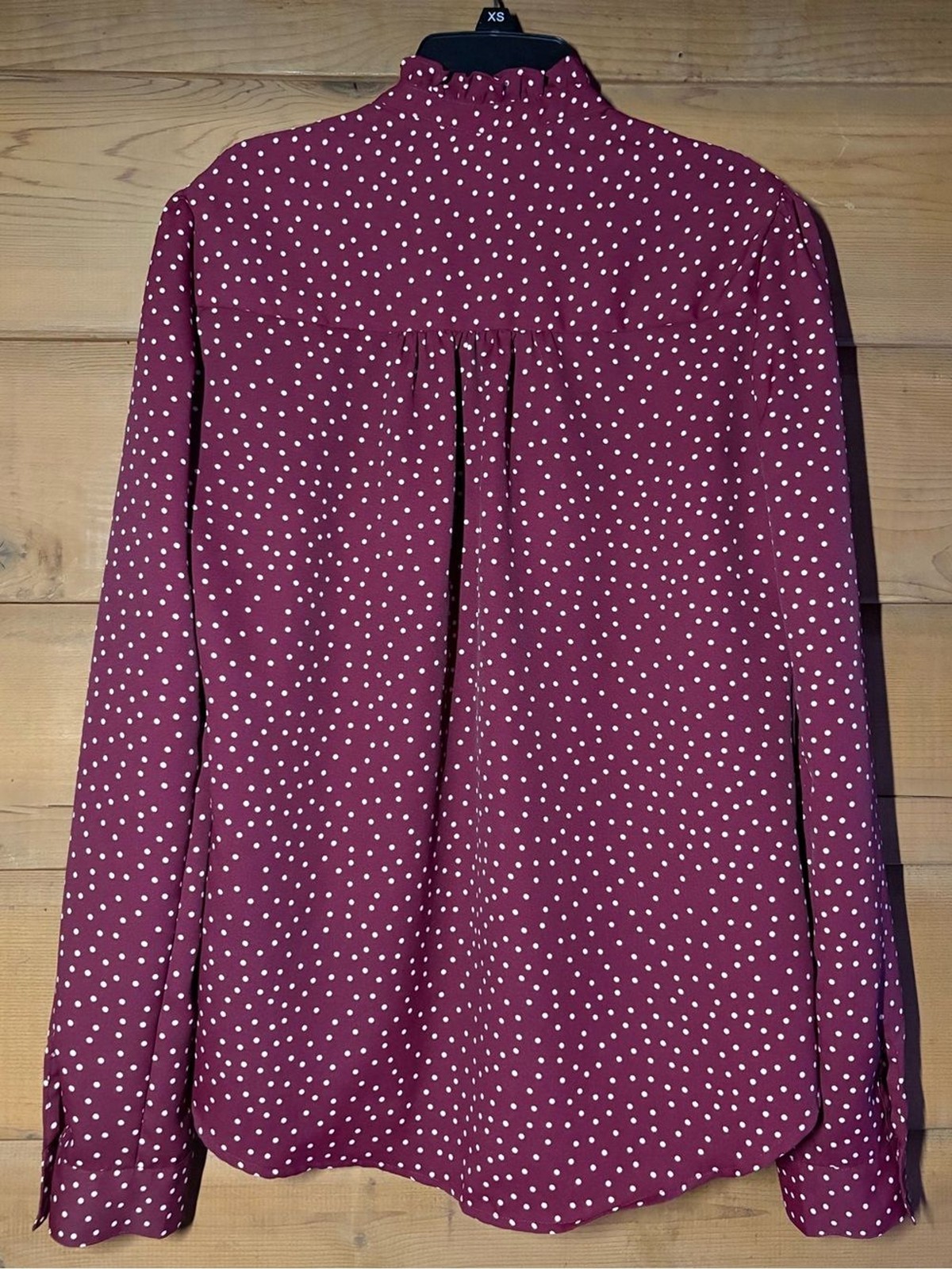 Express Portofino Button Down- Size Small- Maroon & Light Pink Polka Dot