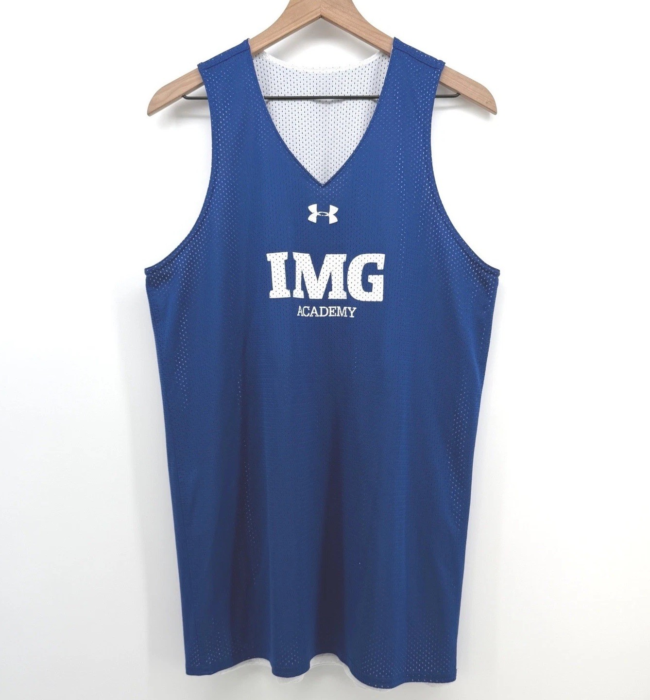 Under Armour IMG Academy Jersey Mens 40″ Chest Blue Reversible Mesh Tank Top