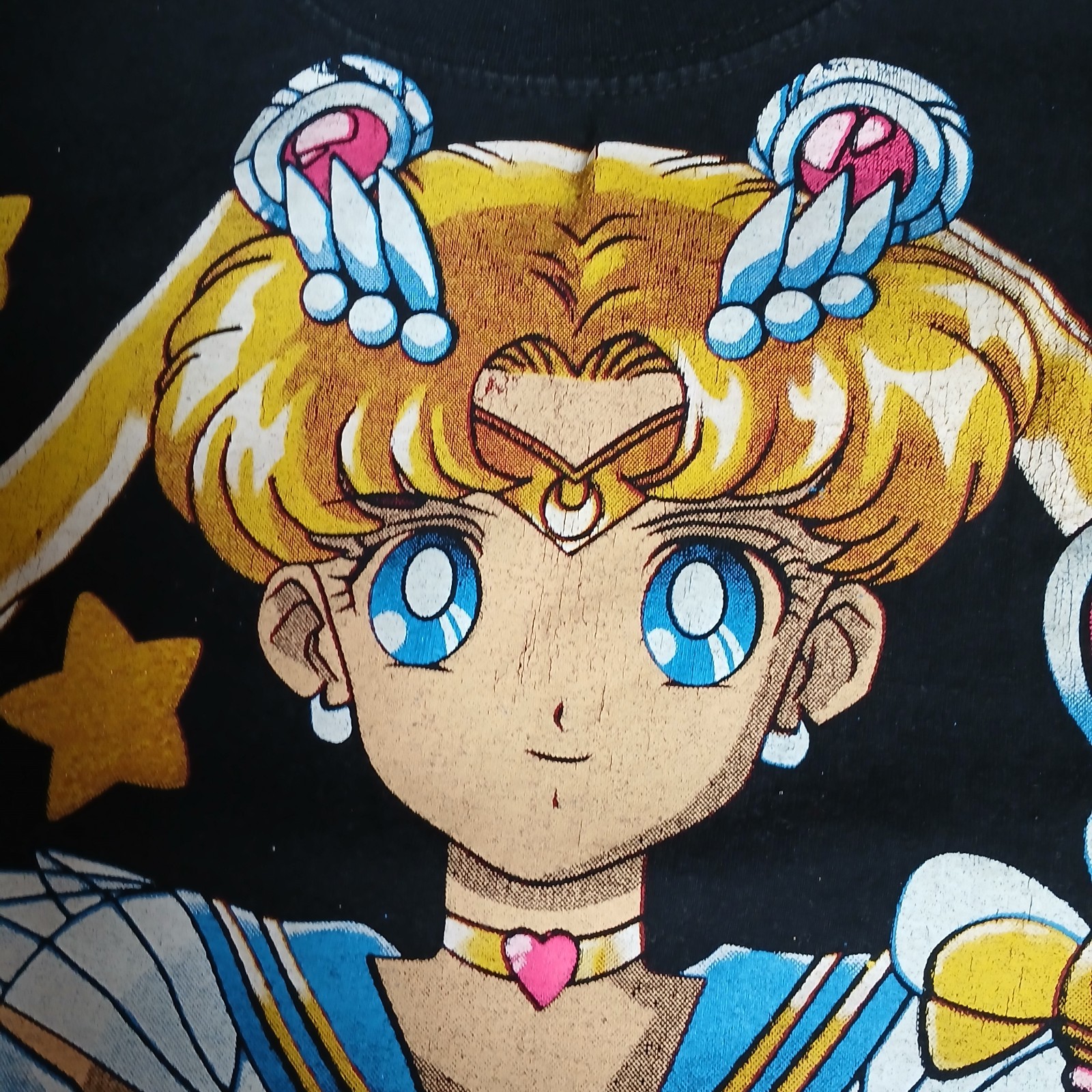Vintage Sailor Moon Anime Shirt Double Sided AOP Graphic Tee Adult Small Black