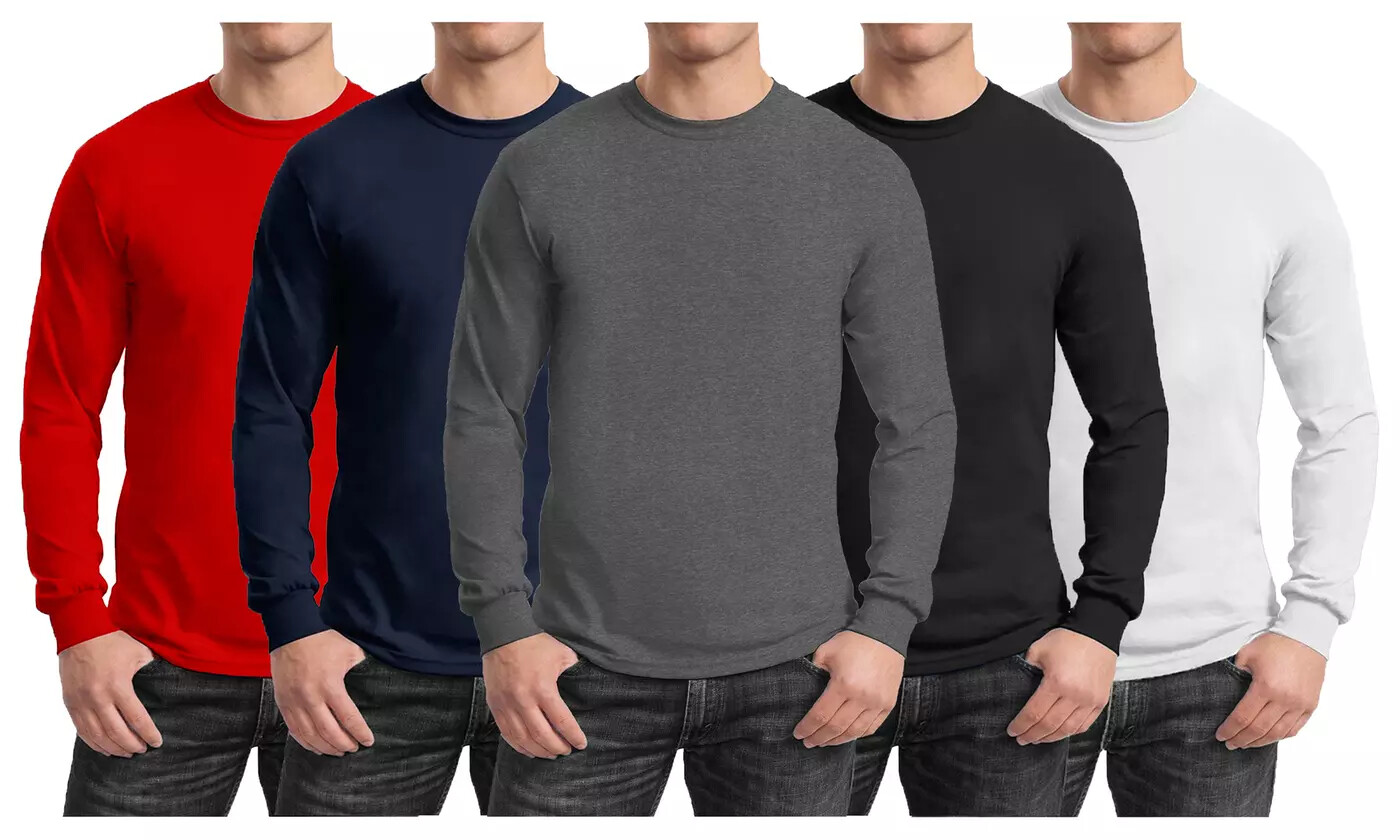 Men’s Heavyweight Soft Cotton-Blend Long Sleeve Crew Neck Shirt (Size S-3X) NWT