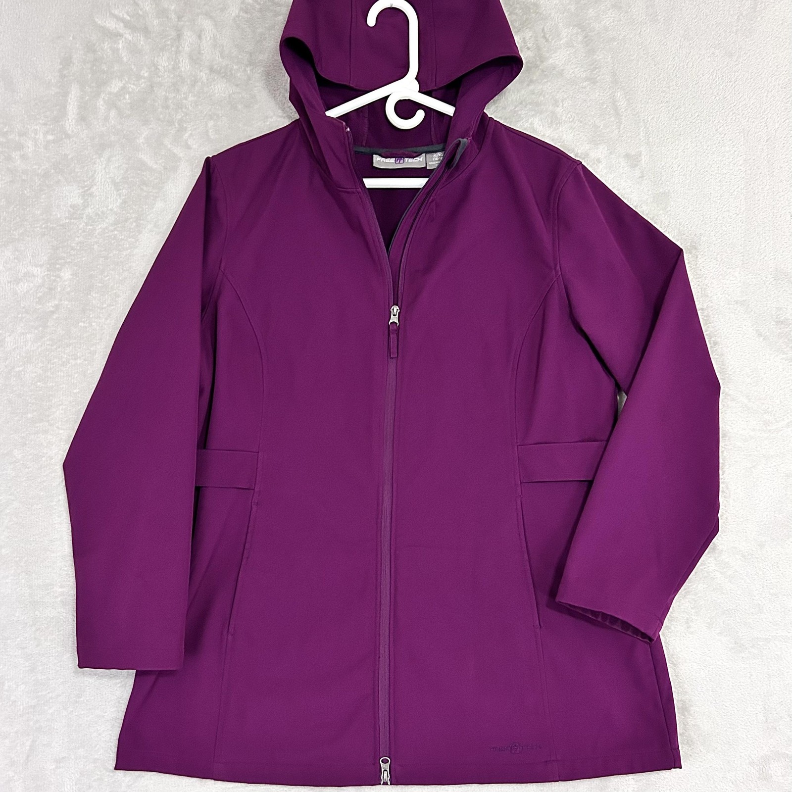 FreeTech Softshell Jacket Women’s XL Purple Berry Parfait Fleece Lined Belted