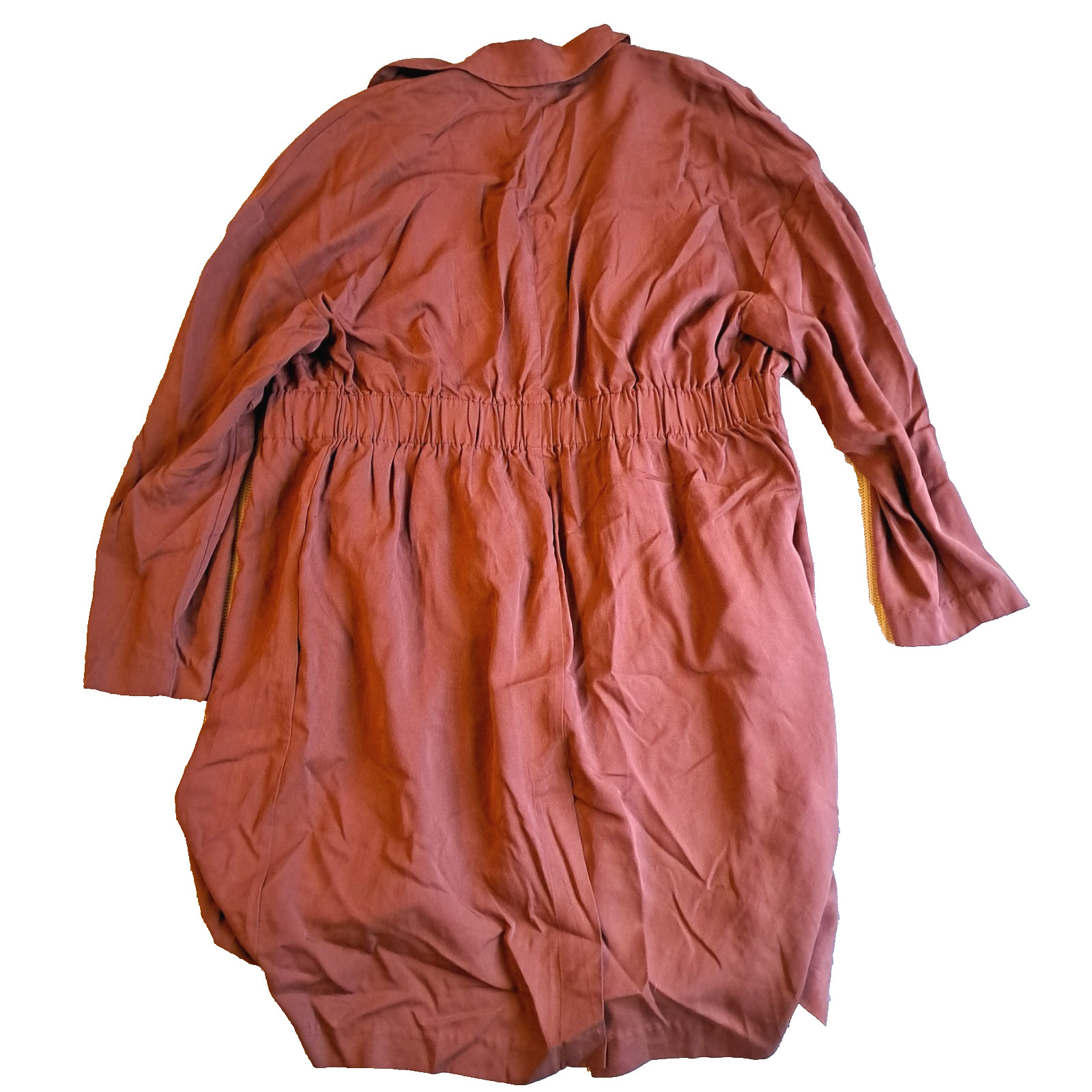 (L) ASTR The Label Brick Red Elastic Tie Waist Long Jacket Trench Coat sz Large