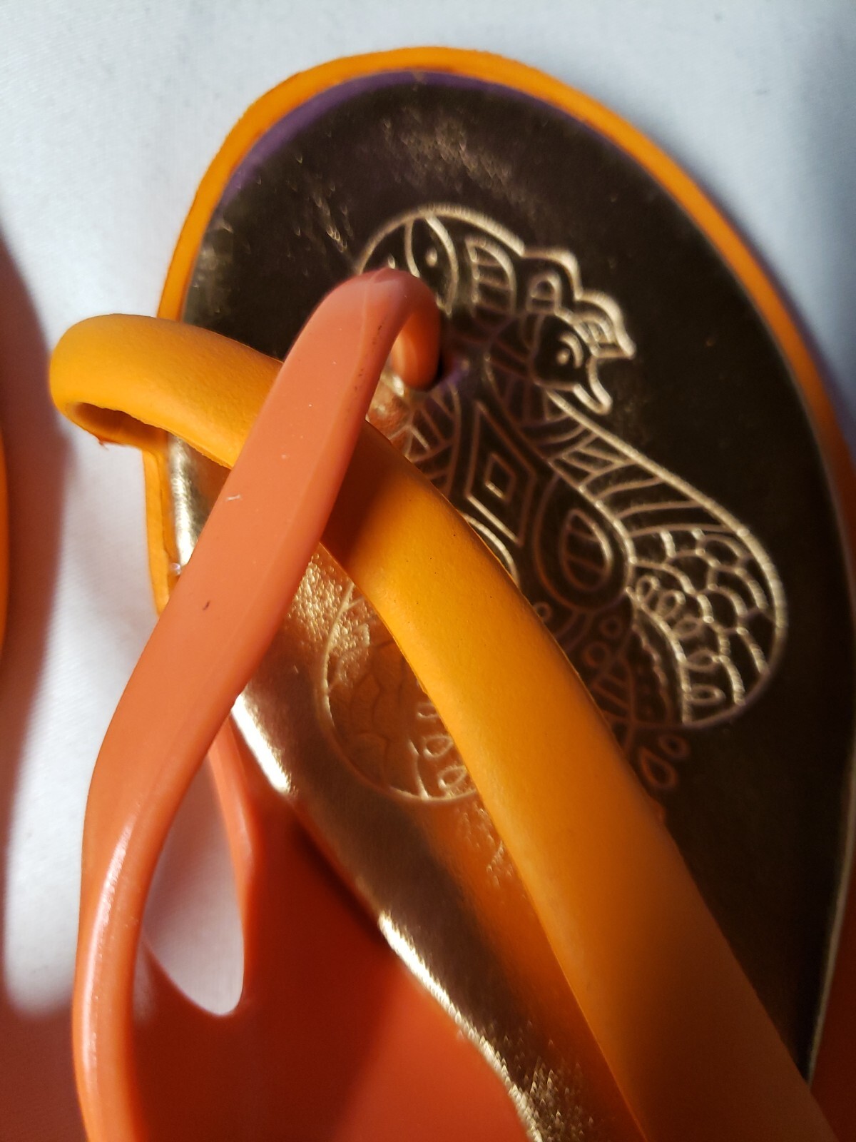 Bright THONG SANDALS, ORANGE, sz M, man made materials.