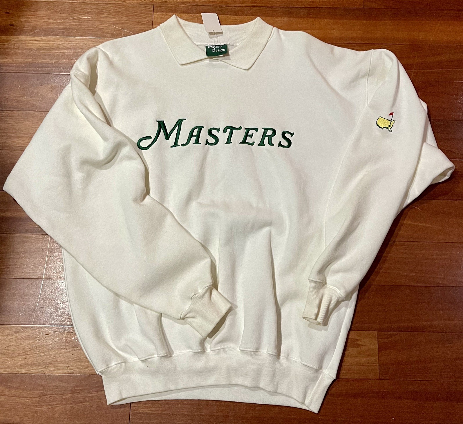 NWT Player’s Design Embossed Masters Collar Sweat Shirt Large White Pull Over