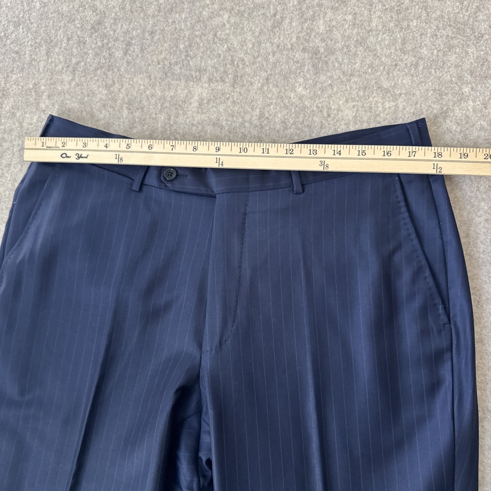 Ermenegildo Zegna Trofeo Suit Mens 54L Blue Pinstriped Wool 36×32 Tailored Fit
