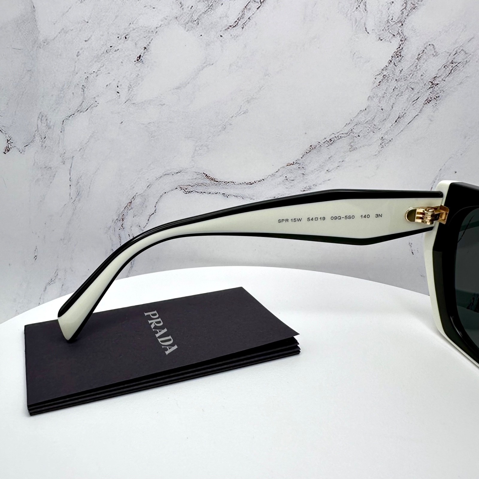 PRADA Sunglasses PR15WS 09Q5S0 Black White Symbole Gold Women’s New