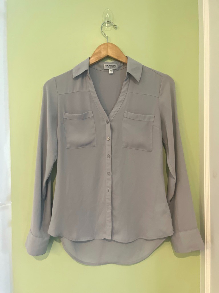 Express Women’s 3 Pack Long Sleeve Blouse Button Up Shirt X-Small Slim Fit