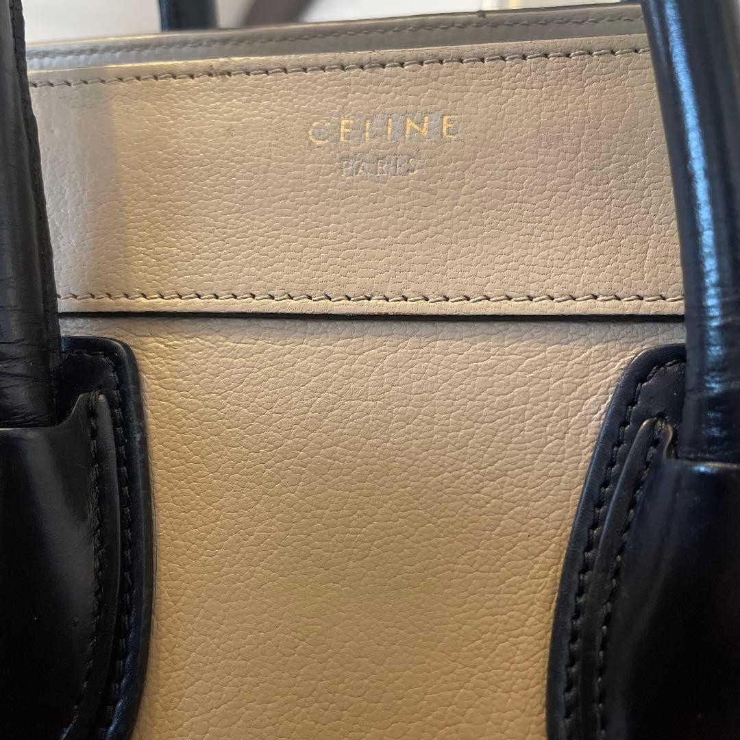 CELINE Luggage Micro Bicolor Beige Navy