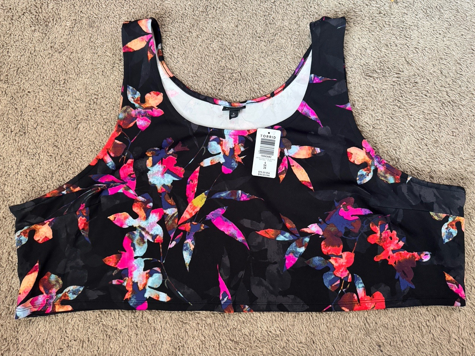 Torrid 2-Piece Floral Crop Top Scuba Tank & Skirt Black Multi Women 5X 28