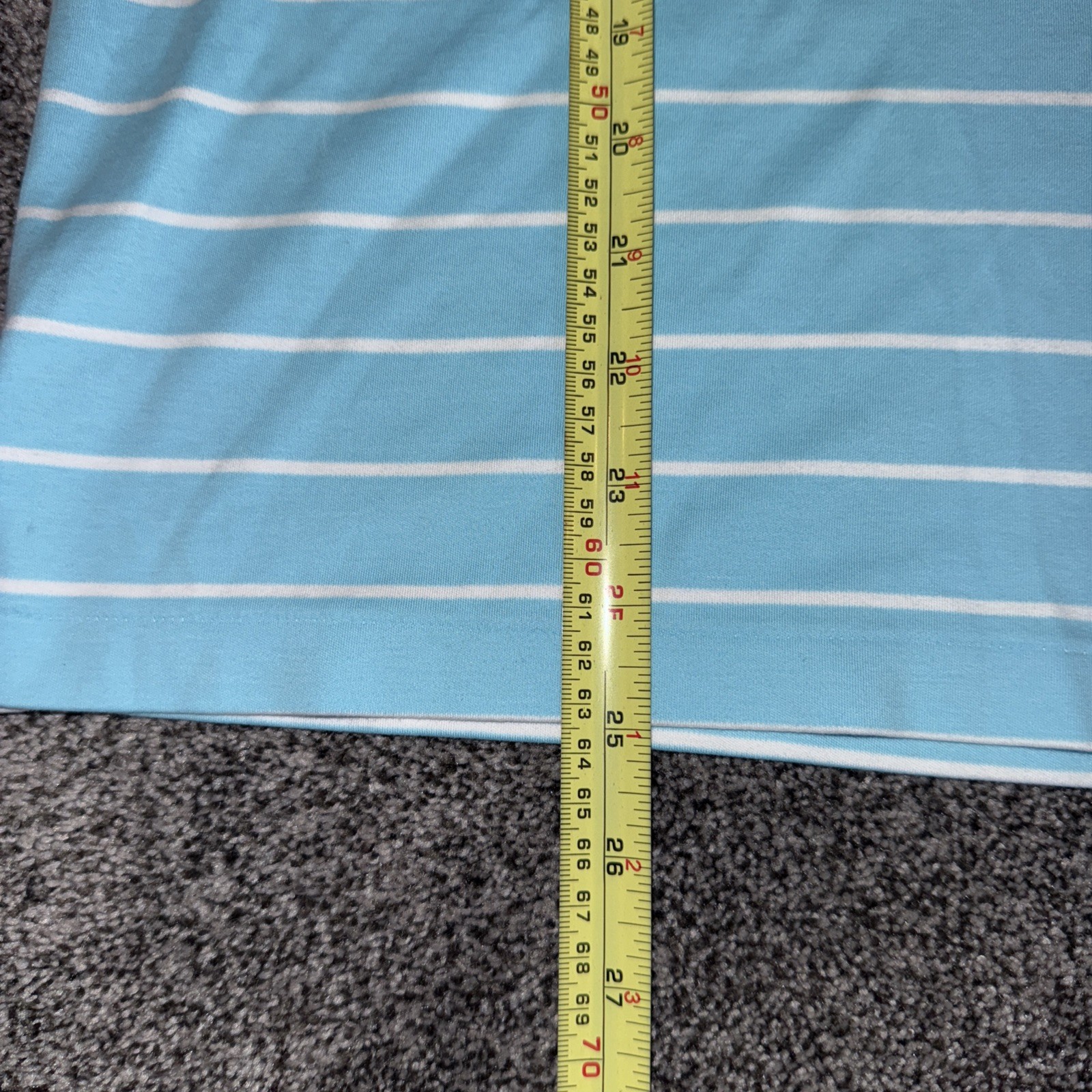 Ralph Lauren Turquoise And White Striped Polo Shirt Red Pony Slim Medium- Clean