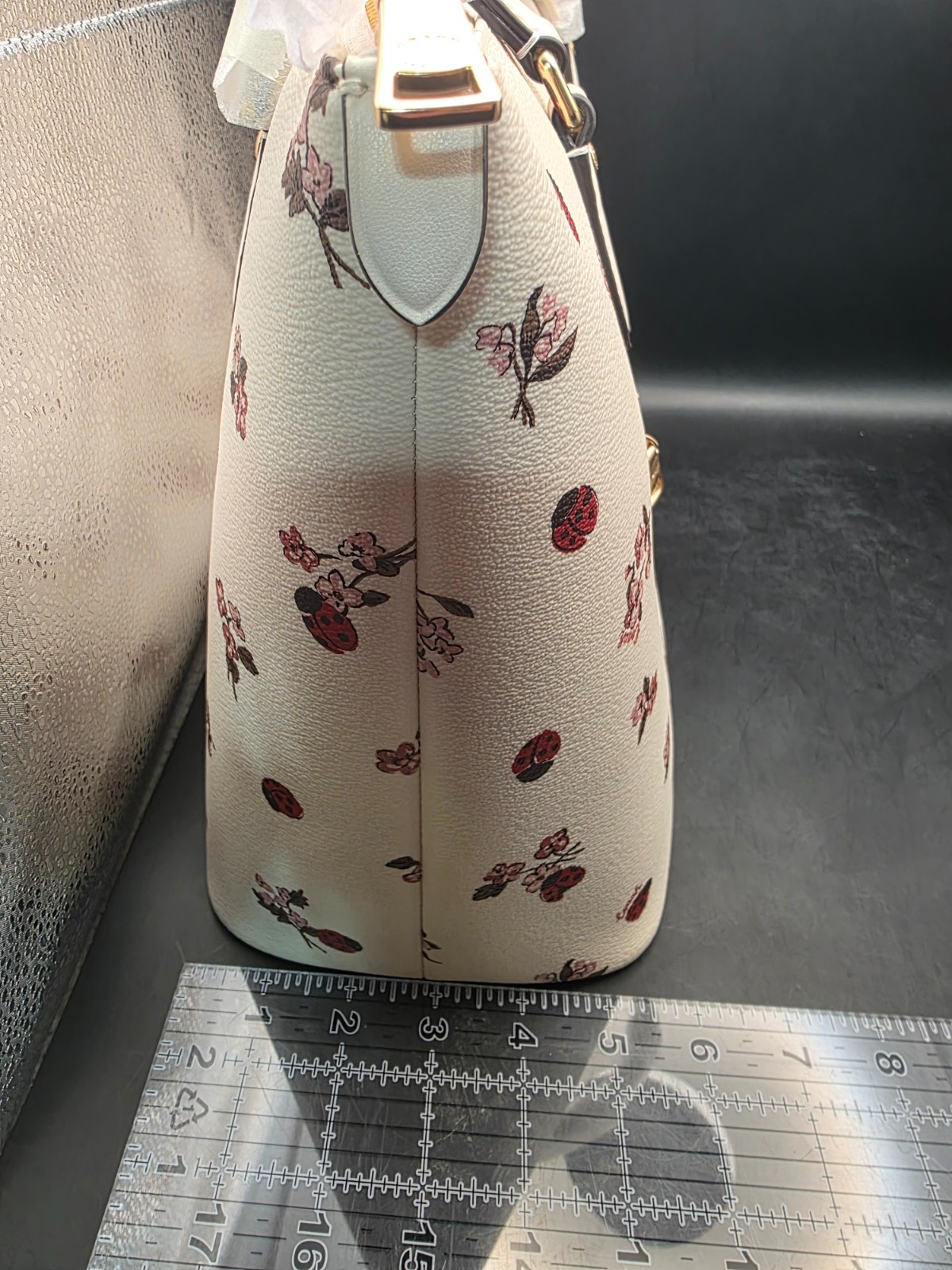 NEW COACH GALLERY TOTE WITH LADYBUG FLORAL PRINT (SCUFF MARKS BACK)