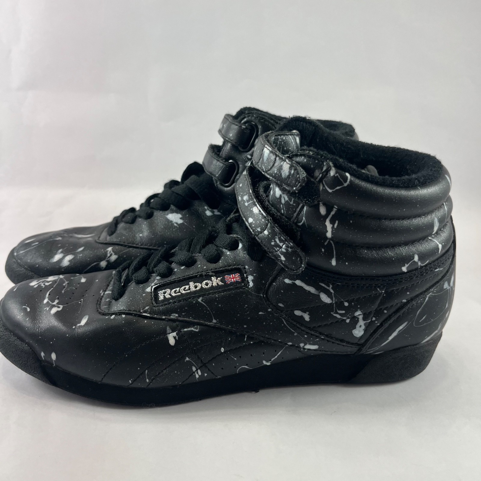 Unique Reebok Freestyle Black/ White Classic High Top Lace Up Women’s Size 7.5