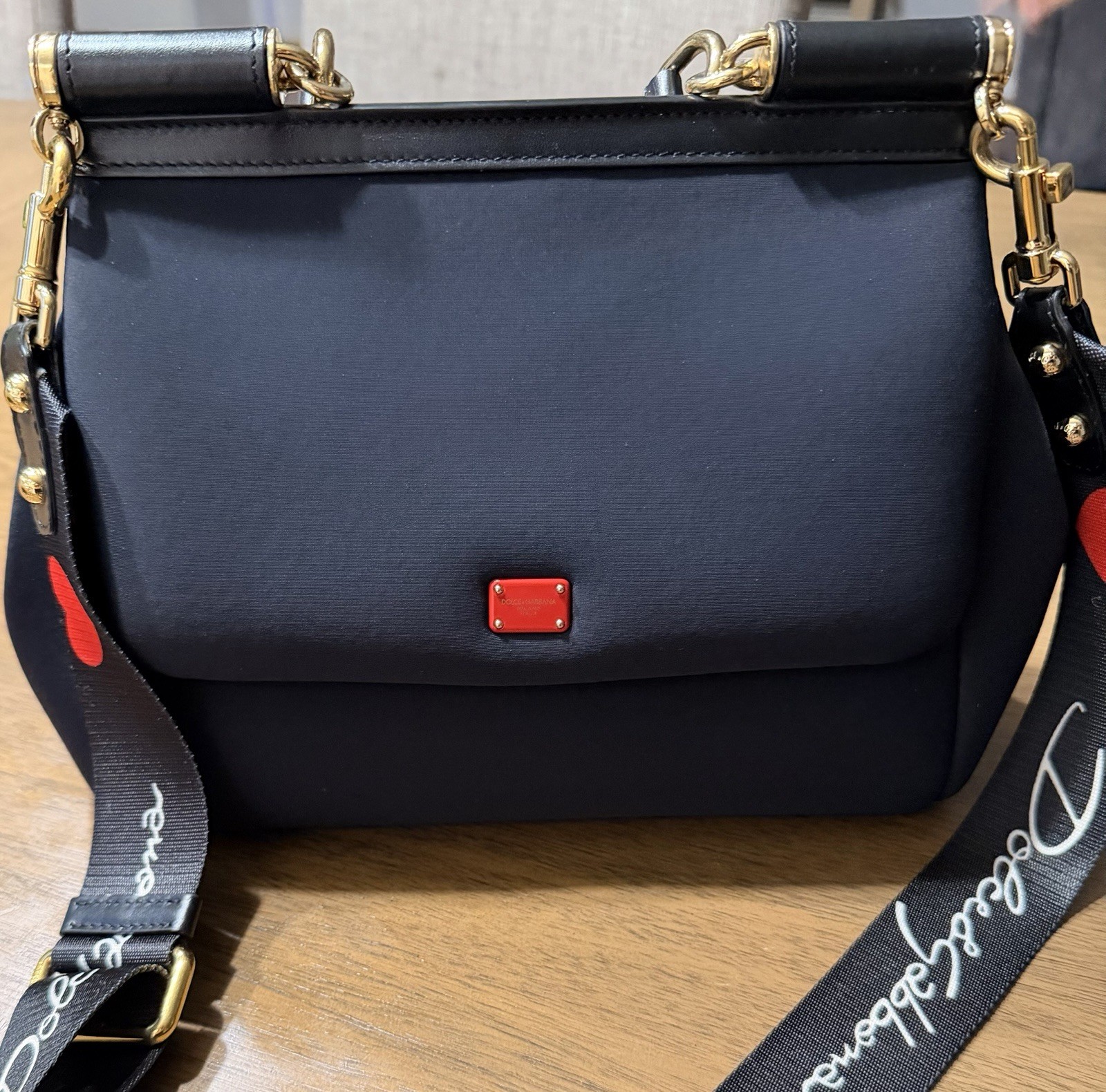 Dolce & Gabbana Black Sicily Bag Size 11 Inches Made In Italy with Dust Bag