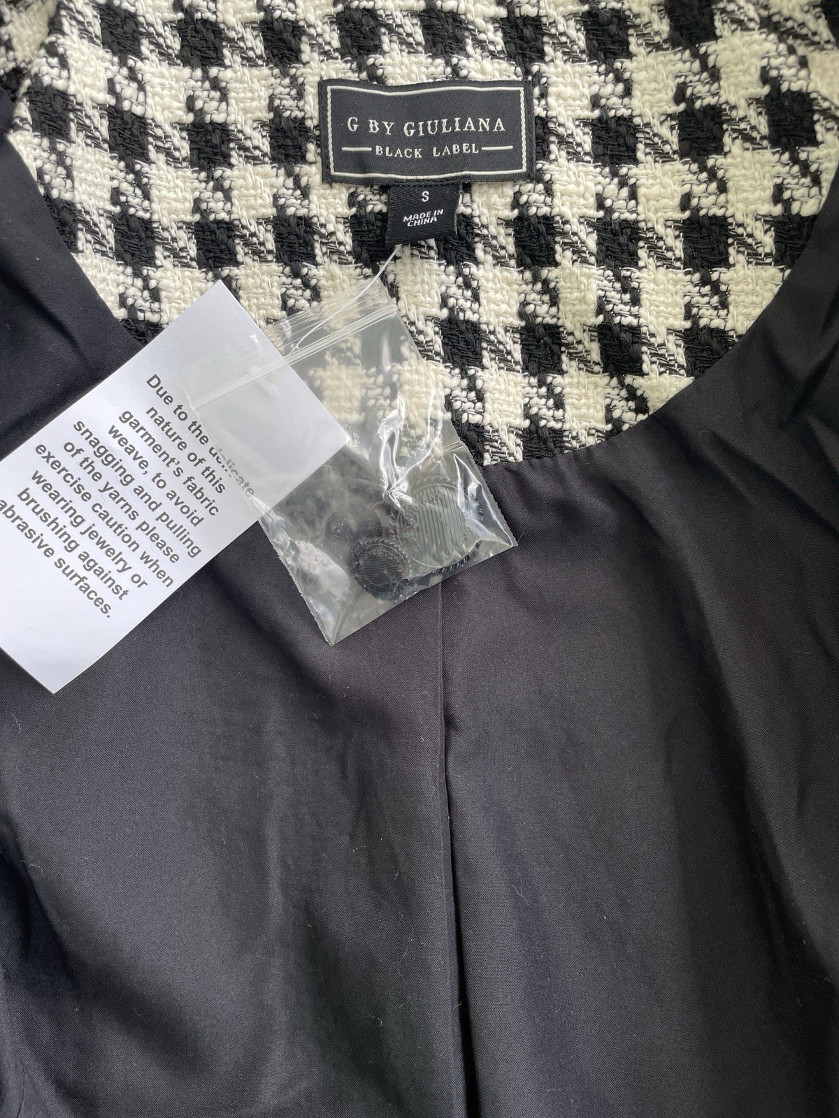G by Giuliana Black Label Timeless Tweed Jacket Houndstooth Size Small NWT