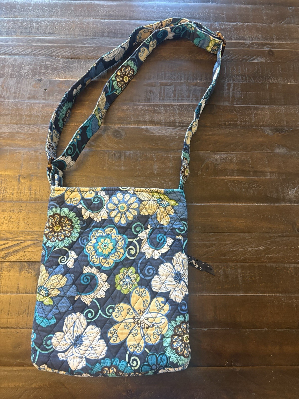 Vera Bradley Java Blue Retired Quilted Crossbody Shoulder Bag Floral Cotton