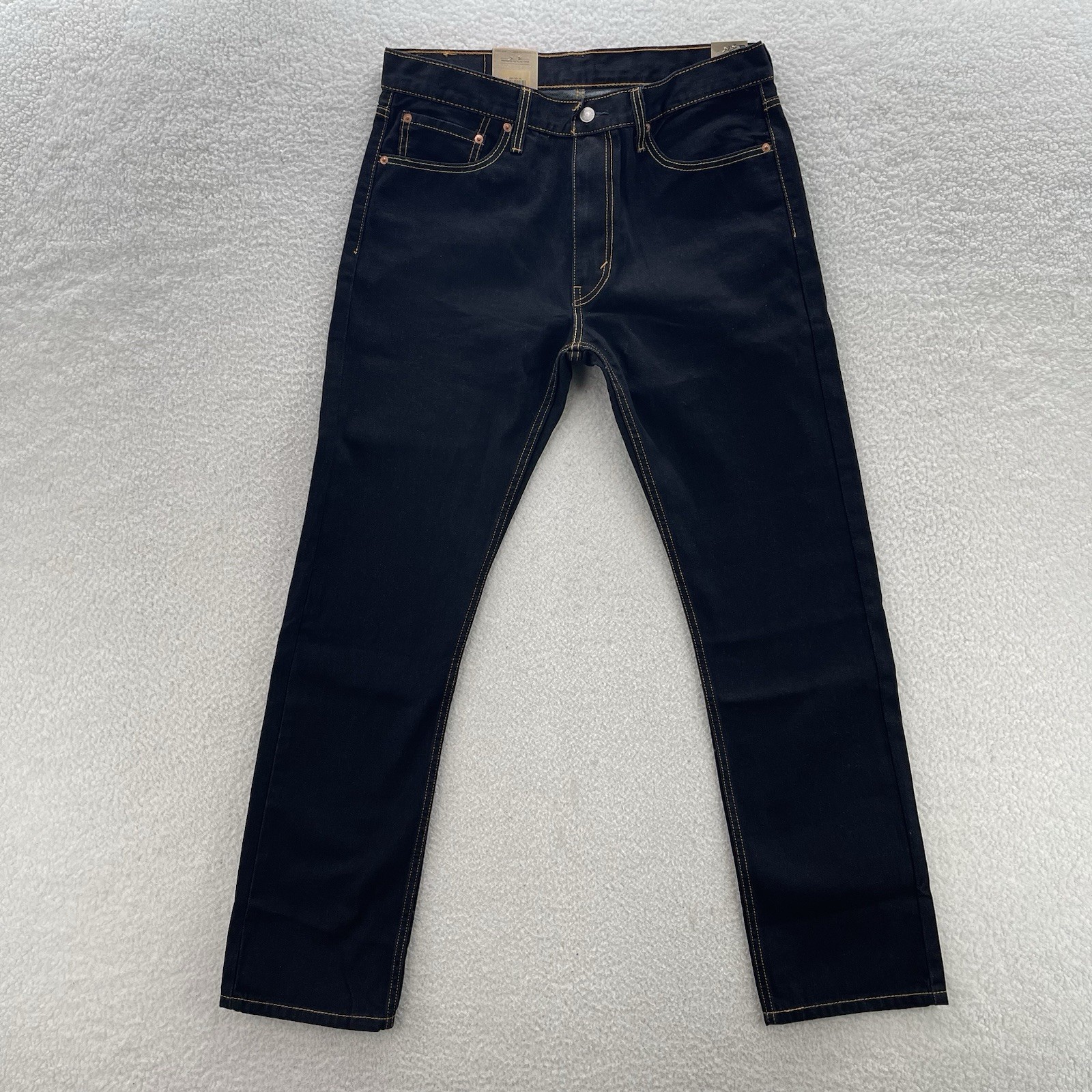 Levis 513 Jeans Mens 34×32 Black Blue Slim Straight Dark Wash Preppy Grunge NEW