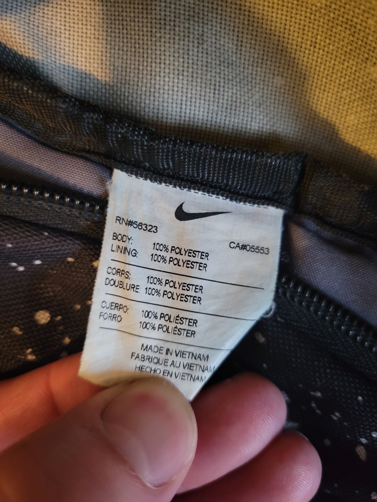 Nike Black and white spotted Backpack fair Condition zippers work well school