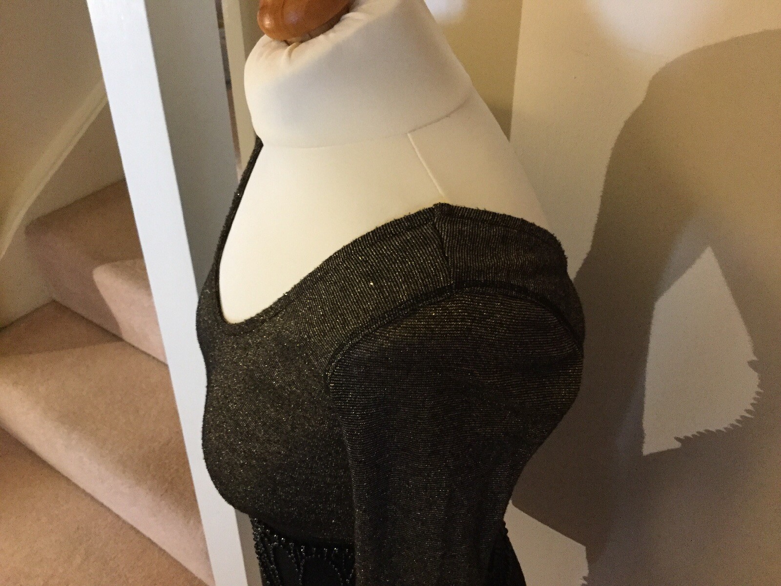 RINGSPUN DRESS SIZE 1 U.K. 8 Black And Gold Excellent 4487