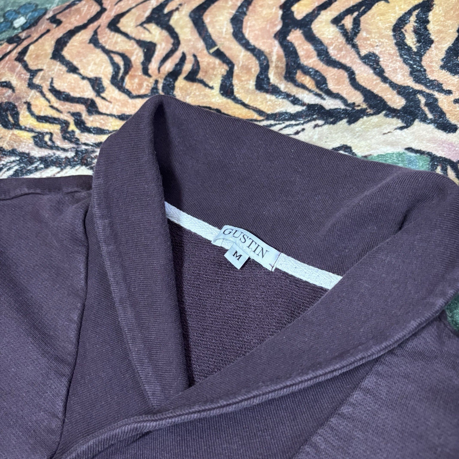 Gustin French Terry Shawl Collar Sweatshirt Pullover Oxblood Medium Made In USA