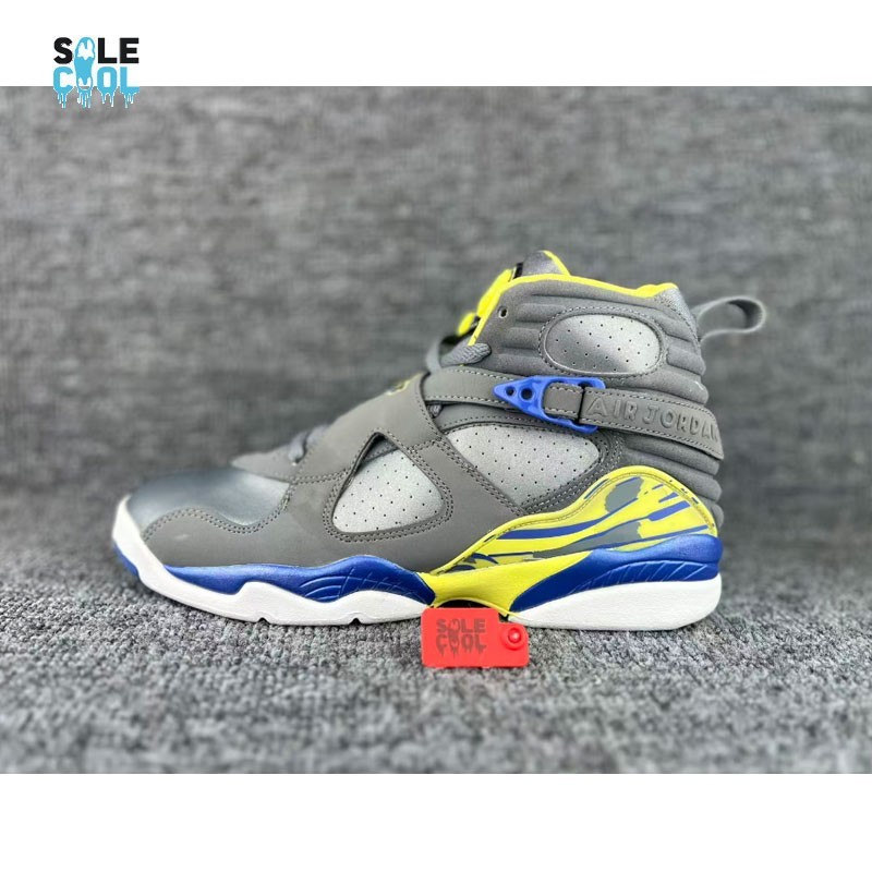Nike Air Jordan 8 Retro GS Laney Cool Gray Electric Yellow Blue Shoes 580528-038