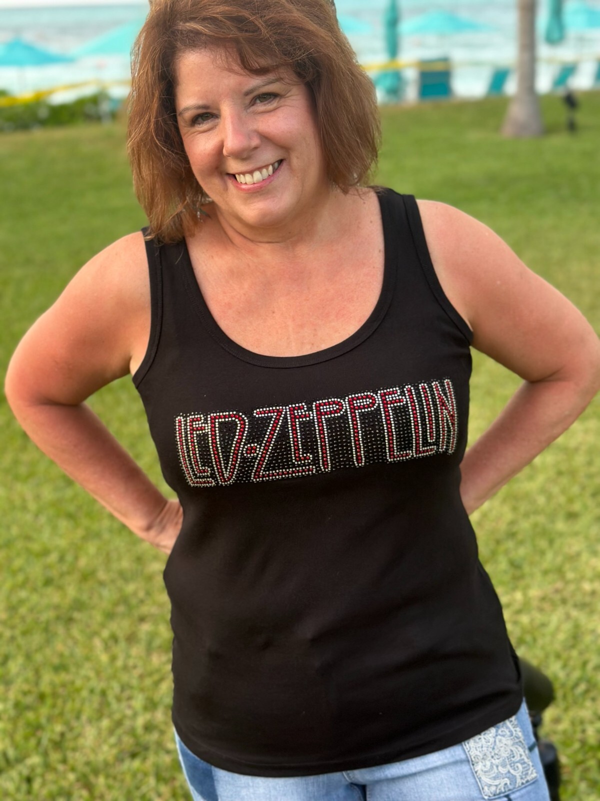 Led Zeppelin rhinestone tank top XS, S, M, L, XL, XXL, 1X, 2X, 3X, 4X,5X block